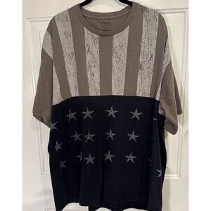 CSG Men's Short Sleeve Americana T-shirt Crew Neck Navy/Gray 3XL Fair Condition